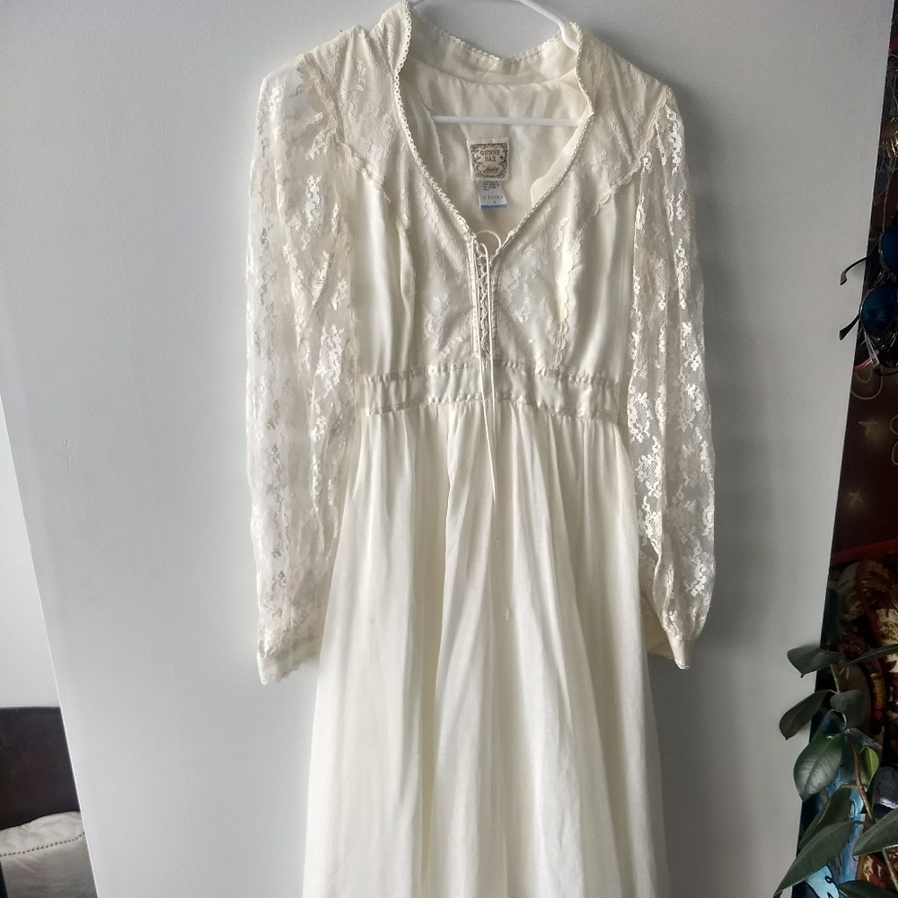 Vintage gunne sax white natural fiber maxi dress - Picture 2 of 8
